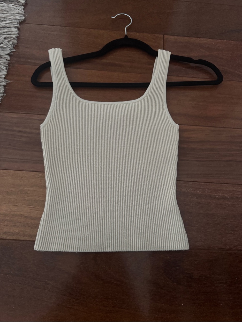 Babaton Ribbed Square-Neck Tank Top - Cream Never Worn